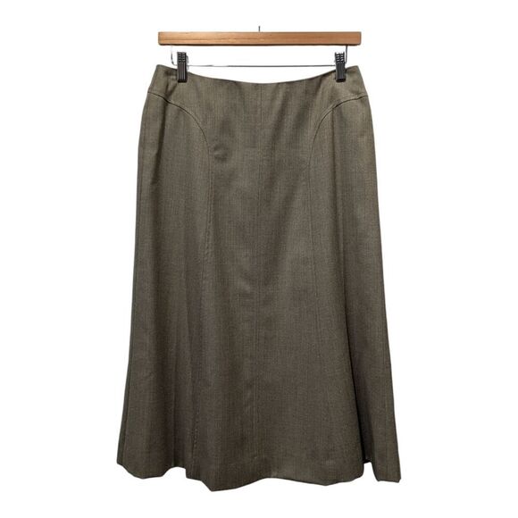 Vintage Talbots Taupe Beige Italian Wool A Line Career Office Midi Skirt, 8P - Picture 1 of 7